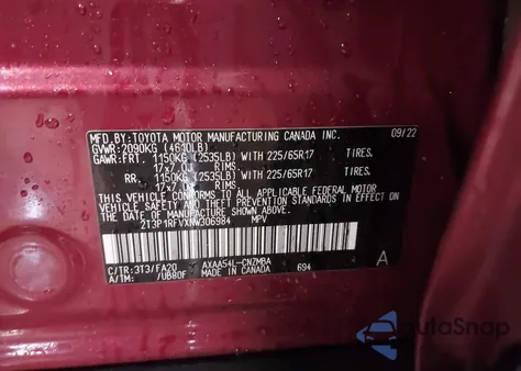 2022 Toyota Rav4 Xle z USA, uszkodzony, nr VIN 2T3P1RFVXNW306984